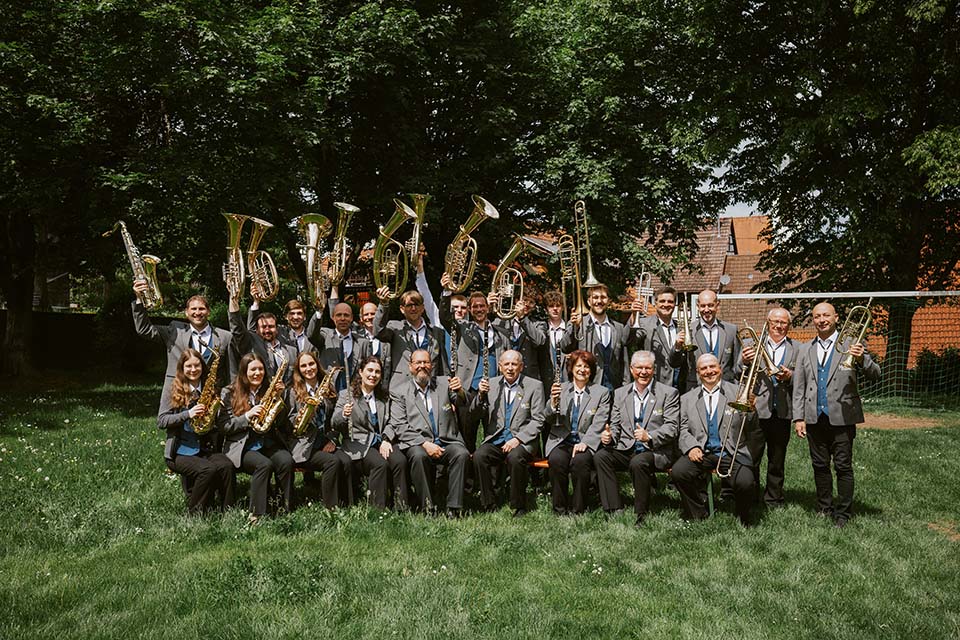Gruppenbild der aktiven Musiker des Musikverein Bietenhausen e.V.
